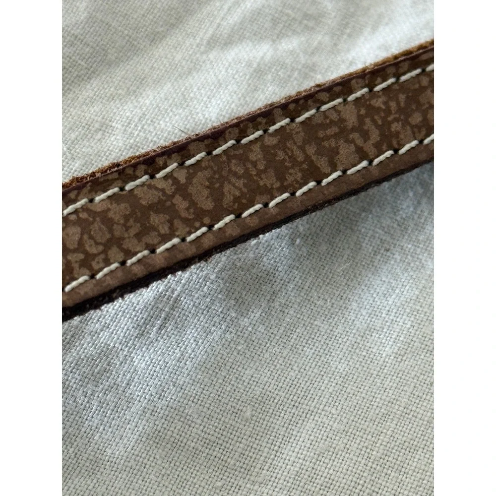 Leather Dog Leash OS Brown Classic Contrast Stitching Pet Accessory